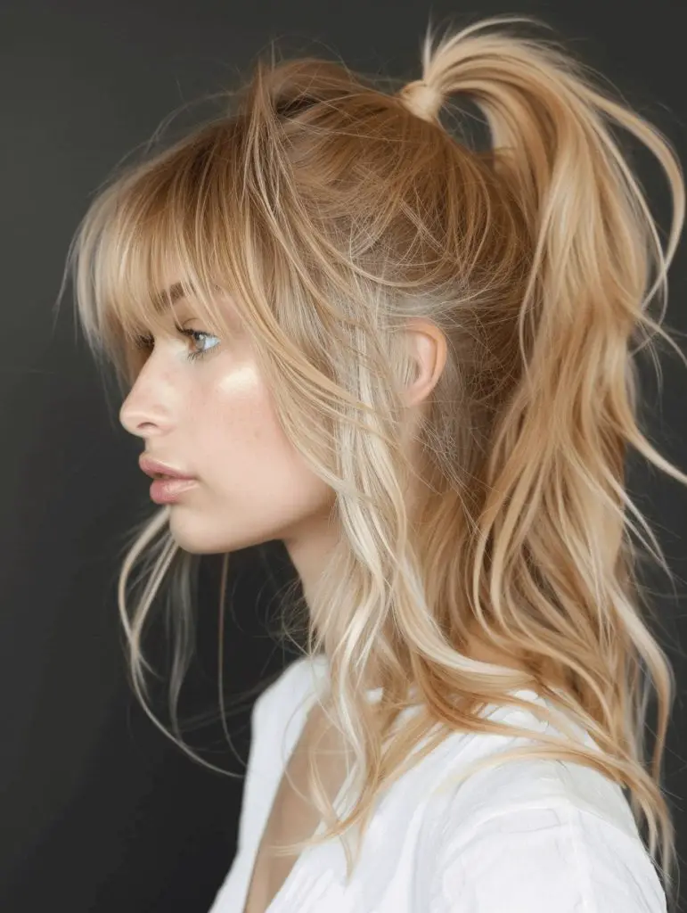 30 Charming Ponytails with Bangs: A 2024 Style Guide