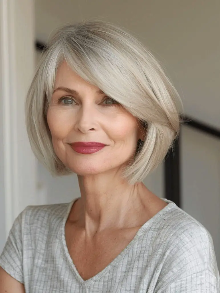 26 Short Bob Hairstyles with Bangs for Women Over 50