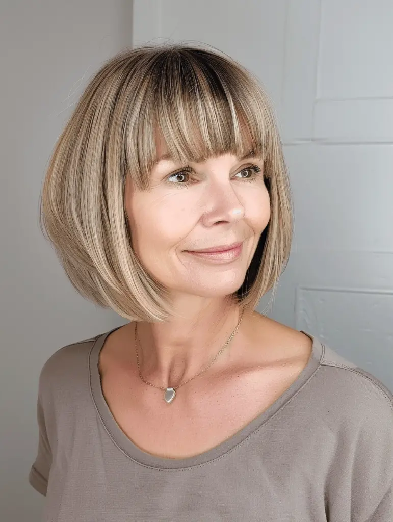 26 Short Bob Hairstyles with Bangs for Women Over 50
