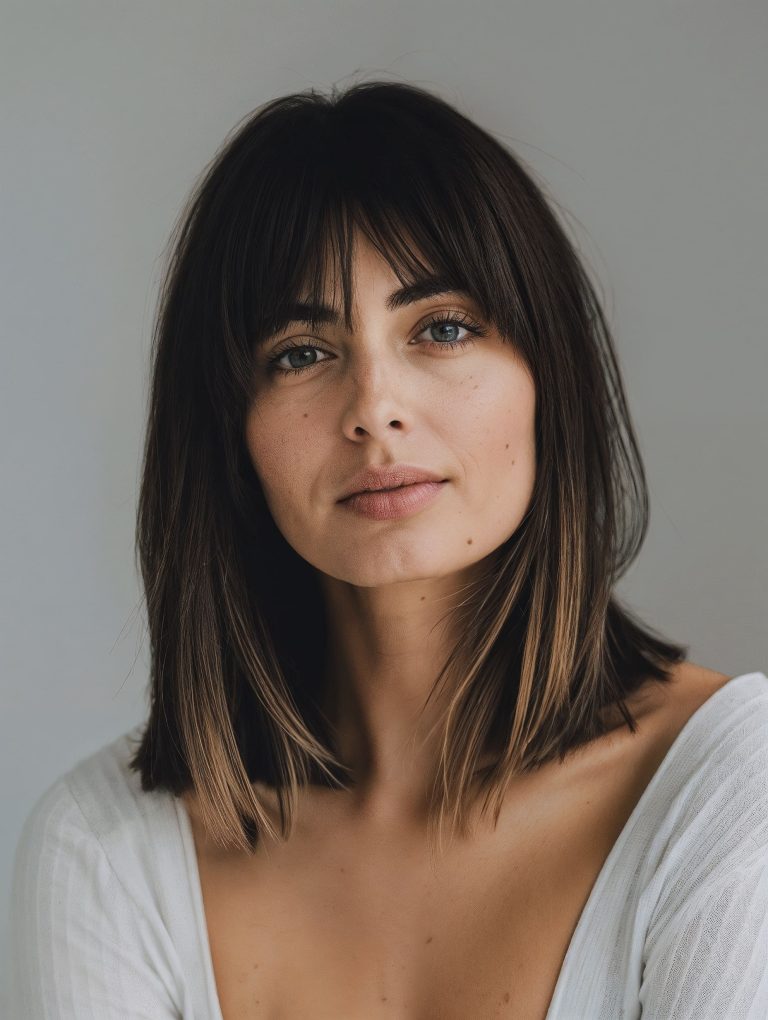 32 Medium-Length Haircuts with Bangs for Every Face Shape