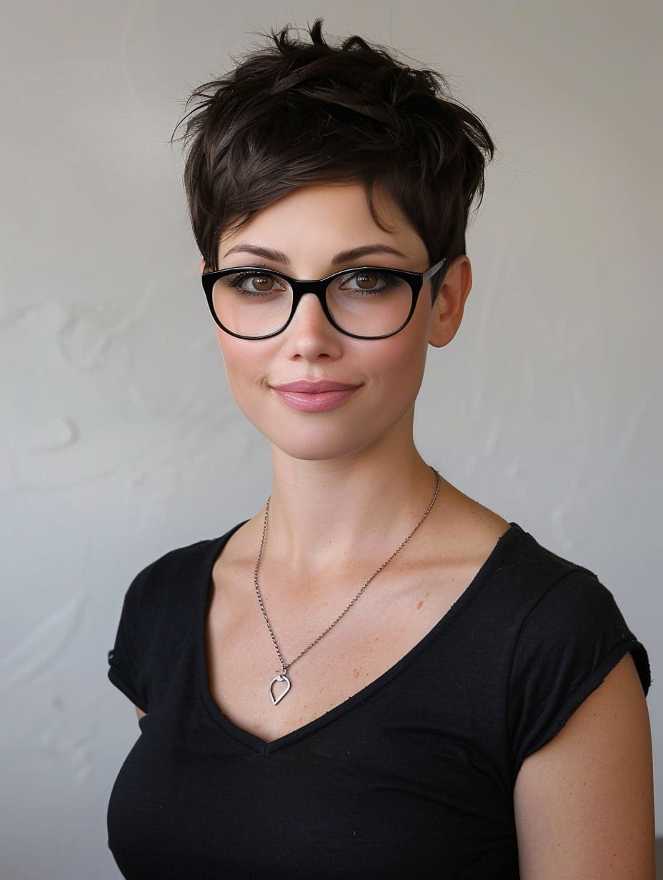 Freche Pixie Cut Mit Brille