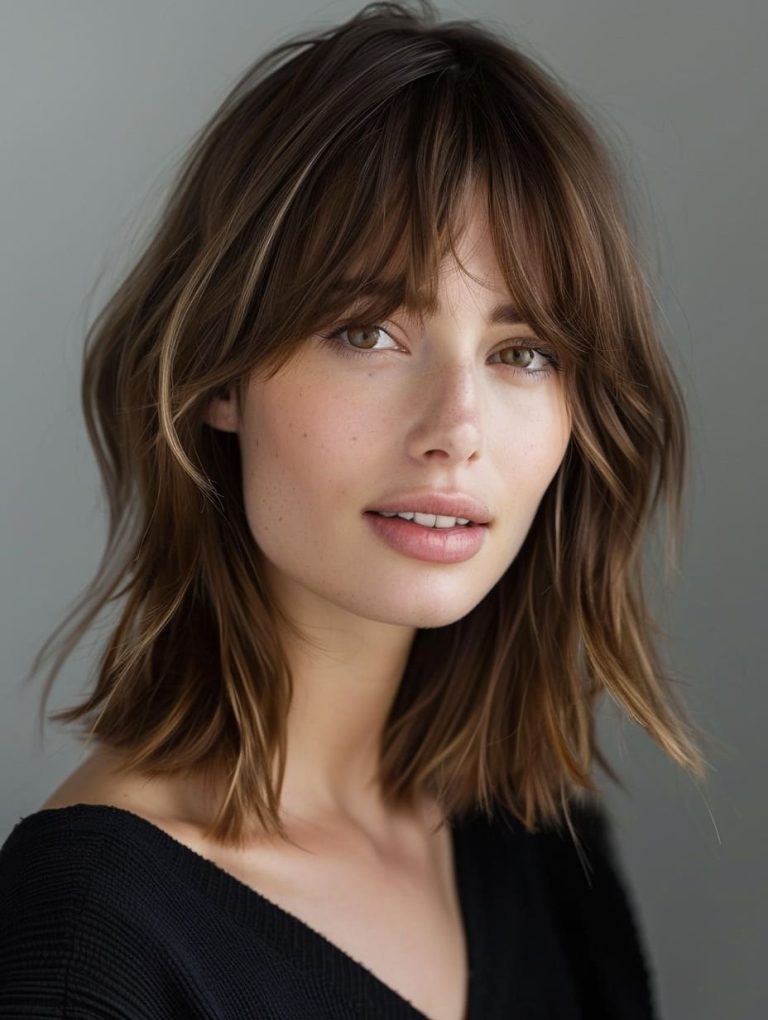 42 Inspiring Mid-Length Haircuts with Bangs for Every Face Shape and Style